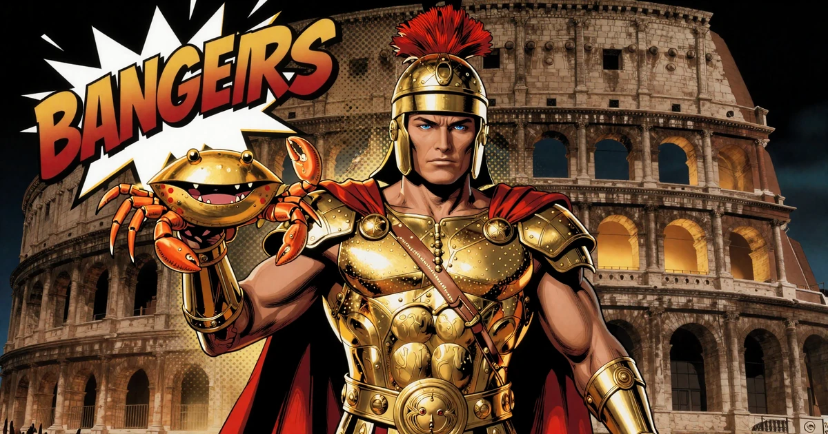 Goldener Bonus Crab schnappt M&uuml;nzen in Legiano Casino CLAW WIN Comic-Panel